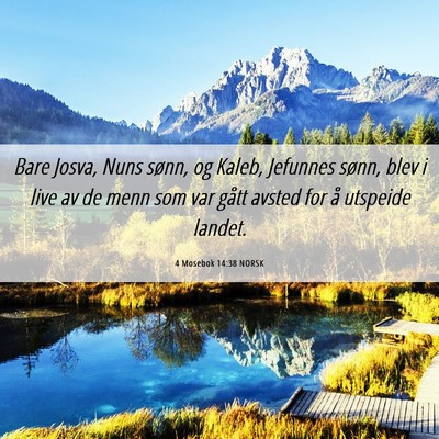 Picture 06 - 4 Mosebok 14:38 NORSK - Bare Josva, Nuns sønn, og Kaleb, Jefunnes sønn, - Bible Verse Picture