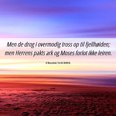 Picture 06 - 4 Mosebok 14:44 NORSK - Men de drog i overmodig tross op til - Bible Verse Picture