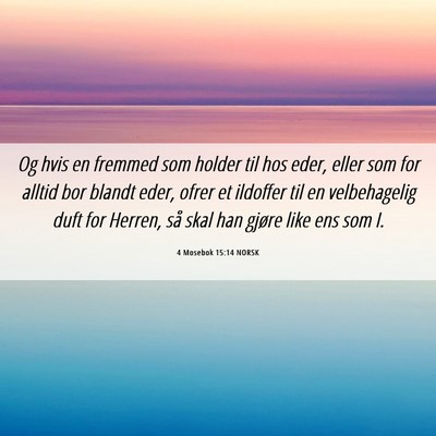 Picture 06 - 4 Mosebok 15:14 NORSK - Og hvis en fremmed som holder til hos eder, eller - Bible Verse Picture