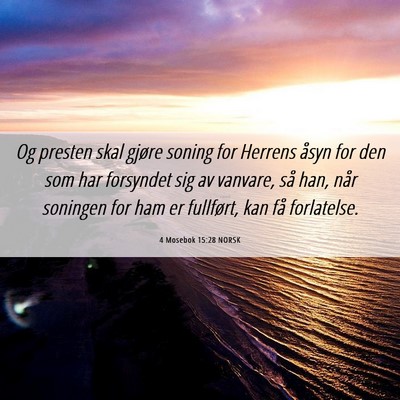 Picture 06 - 4 Mosebok 15:28 NORSK - Og presten skal gjøre soning for Herrens åsyn - Bible Verse Picture