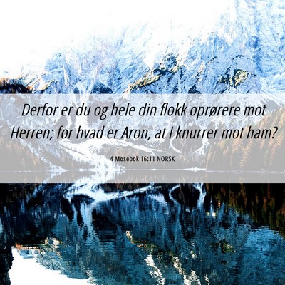 Picture 06 - 4 Mosebok 16:11 NORSK - Derfor er du og hele din flokk oprørere mot - Bible Verse Picture