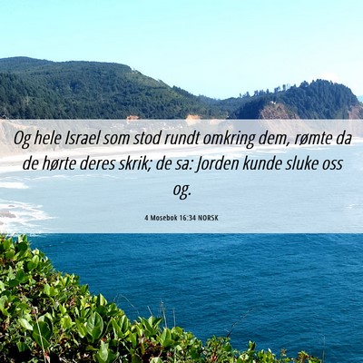 Picture 06 - 4 Mosebok 16:34 NORSK - Og hele Israel som stod rundt omkring dem, rømte - Bible Verse Picture