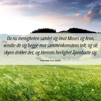 Picture 06 - 4 Mosebok 16:42 NORSK - Da nu menigheten samlet sig imot Moses og Aron, - Bible Verse Picture
