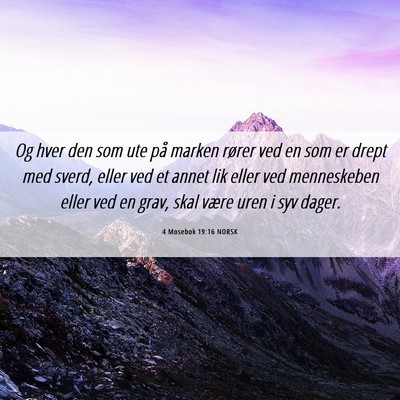 Picture 06 - 4 Mosebok 19:16 NORSK - Og hver den som ute på marken rører ved en som - Bible Verse Picture