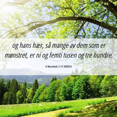 Picture 06 - 4 Mosebok 2:13 NORSK - og hans hær, så mange av dem som er mønstret, - Bible Verse Picture