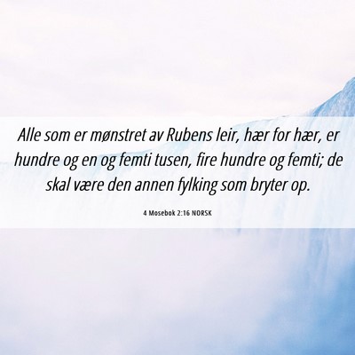 Picture 06 - 4 Mosebok 2:16 NORSK - Alle som er mønstret av Rubens leir, hær for - Bible Verse Picture