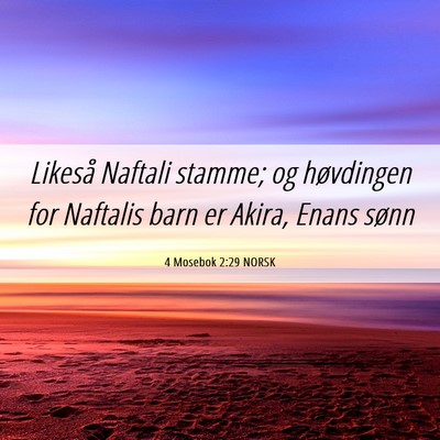 Picture 06 - 4 Mosebok 2:29 NORSK - Likeså Naftali stamme; og høvdingen for - Bible Verse Picture