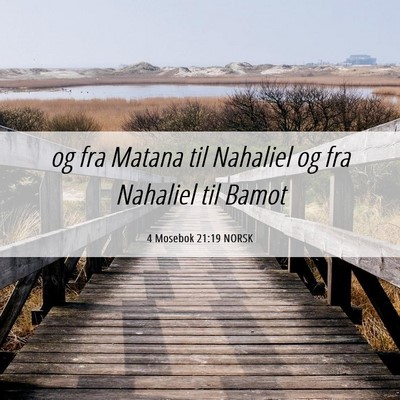 Picture 06 - 4 Mosebok 21:19 NORSK - og fra Matana til Nahaliel og fra Nahaliel til - Bible Verse Picture
