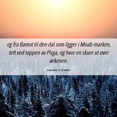 Picture 06 - 4 Mosebok 21:20 NORSK - og fra Bamot til den dal som ligger i - Bible Verse Picture