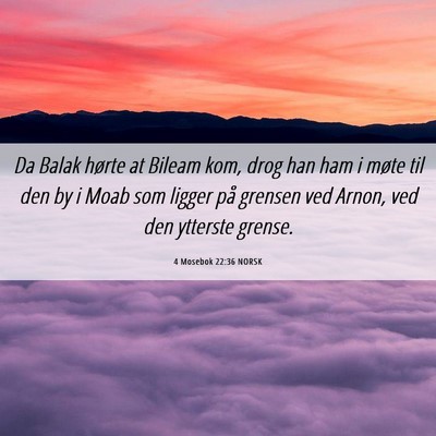 Picture 06 - 4 Mosebok 22:36 NORSK - Da Balak hørte at Bileam kom, drog han ham i - Bible Verse Picture