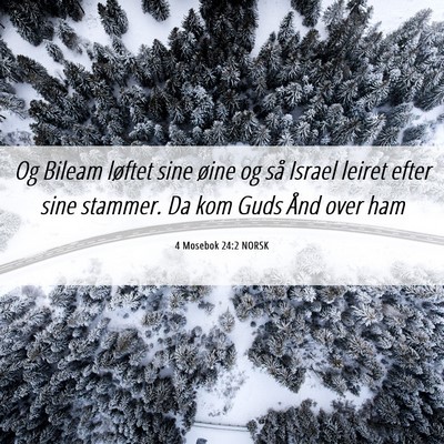 Picture 06 - 4 Mosebok 24:2 NORSK - Og Bileam løftet sine øine og så Israel leiret - Bible Verse Picture