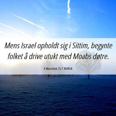 Picture 06 - 4 Mosebok 25:1 NORSK - Mens Israel opholdt sig i Sittim, begynte folket - Bible Verse Picture