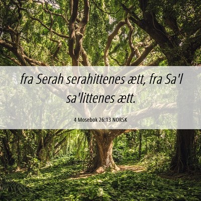 Picture 06 - 4 Mosebok 26:13 NORSK - fra Serah serahittenes ætt, fra Sa'l sa'littenes - Bible Verse Picture