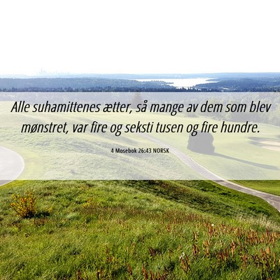 Picture 06 - 4 Mosebok 26:43 NORSK - Alle suhamittenes ætter, så mange av dem som - Bible Verse Picture