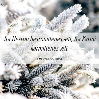 Picture 06 - 4 Mosebok 26:6 NORSK - fra Hesron hesronittenes ætt, fra Karmi - Bible Verse Picture