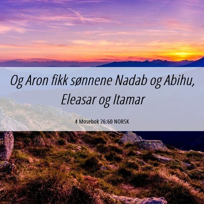 Picture 06 - 4 Mosebok 26:60 NORSK - Og Aron fikk sønnene Nadab og Abihu, Eleasar og - Bible Verse Picture