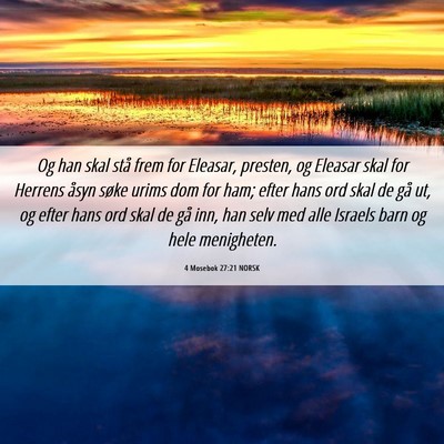 Picture 06 - 4 Mosebok 27:21 NORSK - Og han skal stå frem for Eleasar, presten, og - Bible Verse Picture