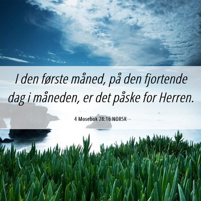 Picture 06 - 4 Mosebok 28:16 NORSK - I den første måned, på den fjortende dag i - Bible Verse Picture