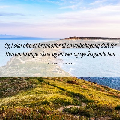 Picture 06 - 4 Mosebok 28:27 NORSK - Og I skal ofre et brennoffer til en velbehagelig - Bible Verse Picture