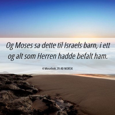 Picture 06 - 4 Mosebok 29:40 NORSK - Og Moses sa dette til Israels barn, i ett og alt - Bible Verse Picture