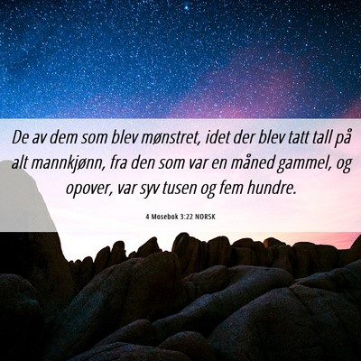 Picture 06 - 4 Mosebok 3:22 NORSK - De av dem som blev mønstret, idet der blev tatt - Bible Verse Picture