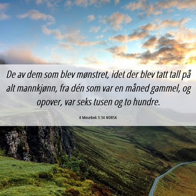 Picture 06 - 4 Mosebok 3:34 NORSK - De av dem som blev mønstret, idet der blev tatt - Bible Verse Picture