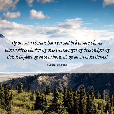 Picture 06 - 4 Mosebok 3:36 NORSK - Og det som Meraris barn var satt til å ta vare - Bible Verse Picture