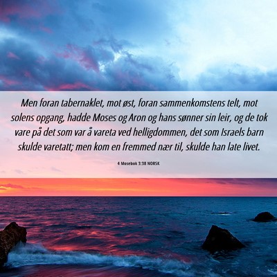 Picture 06 - 4 Mosebok 3:38 NORSK - Men foran tabernaklet, mot øst, foran - Bible Verse Picture