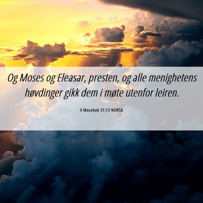 Picture 06 - 4 Mosebok 31:13 NORSK - Og Moses og Eleasar, presten, og alle menighetens - Bible Verse Picture