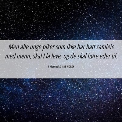Picture 06 - 4 Mosebok 31:18 NORSK - Men alle unge piker som ikke har hatt samleie med - Bible Verse Picture