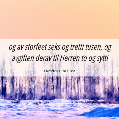 Picture 06 - 4 Mosebok 31:38 NORSK - og av storfeet seks og tretti tusen, og avgiften - Bible Verse Picture