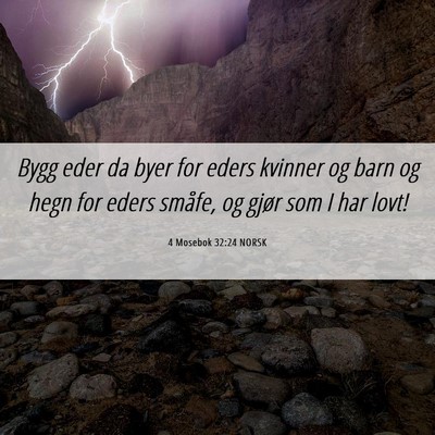 Picture 06 - 4 Mosebok 32:24 NORSK - Bygg eder da byer for eders kvinner og barn og - Bible Verse Picture