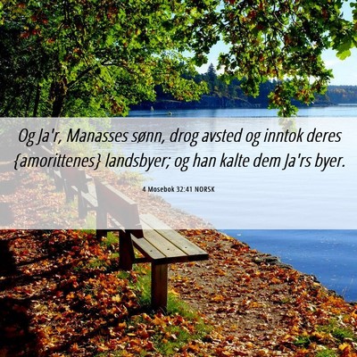 Picture 06 - 4 Mosebok 32:41 NORSK - Og Ja'r, Manasses sønn, drog avsted og inntok - Bible Verse Picture