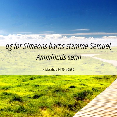 Picture 06 - 4 Mosebok 34:20 NORSK - og for Simeons barns stamme Semuel, Ammihuds - Bible Verse Picture