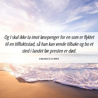 Picture 06 - 4 Mosebok 35:32 NORSK - Og I skal ikke ta imot løsepenger for en som er - Bible Verse Picture