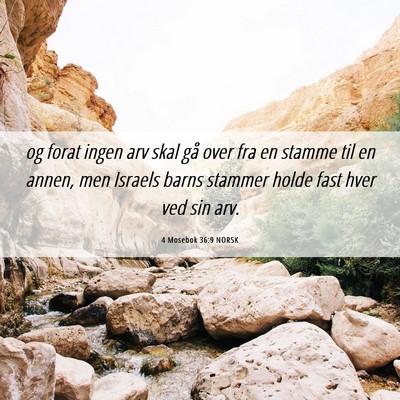 Picture 06 - 4 Mosebok 36:9 NORSK - og forat ingen arv skal gå over fra en stamme - Bible Verse Picture