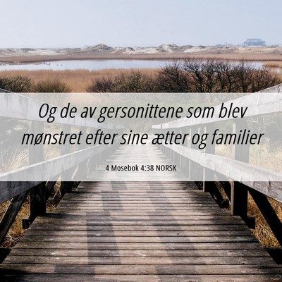 Picture 06 - 4 Mosebok 4:38 NORSK - Og de av gersonittene som blev mønstret efter - Bible Verse Picture