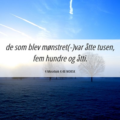 Picture 06 - 4 Mosebok 4:48 NORSK - de som blev mønstret(-)var åtte tusen, fem - Bible Verse Picture