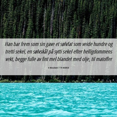 Picture 06 - 4 Mosebok 7:19 NORSK - Han bar frem som sin gave et sølvfat som veide - Bible Verse Picture