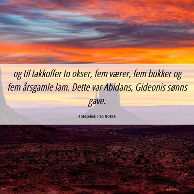 Picture 06 - 4 Mosebok 7:65 NORSK - og til takkoffer to okser, fem værer, fem bukker - Bible Verse Picture