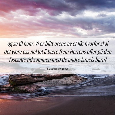 Picture 06 - 4 Mosebok 9:7 NORSK - og sa til ham: Vi er blitt urene av et lik; - Bible Verse Picture