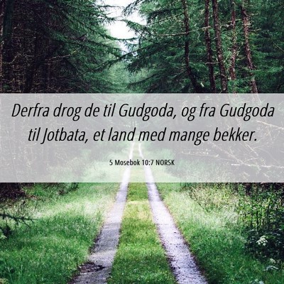 Picture 06 - 5 Mosebok 10:7 NORSK - Derfra drog de til Gudgoda, og fra Gudgoda til - Bible Verse Picture