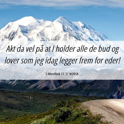 Picture 06 - 5 Mosebok 11:32 NORSK - Akt da vel på at I holder alle de bud og lover - Bible Verse Picture