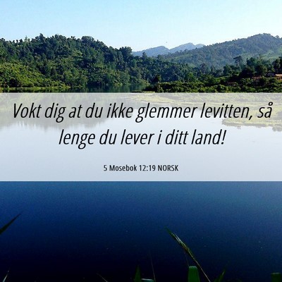 Picture 06 - 5 Mosebok 12:19 NORSK - Vokt dig at du ikke glemmer levitten, så lenge - Bible Verse Picture