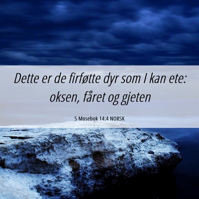 Picture 06 - 5 Mosebok 14:4 NORSK - Dette er de firføtte dyr som I kan ete: oksen, - Bible Verse Picture