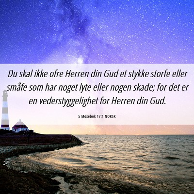 Picture 06 - 5 Mosebok 17:1 NORSK - Du skal ikke ofre Herren din Gud et stykke storfe - Bible Verse Picture