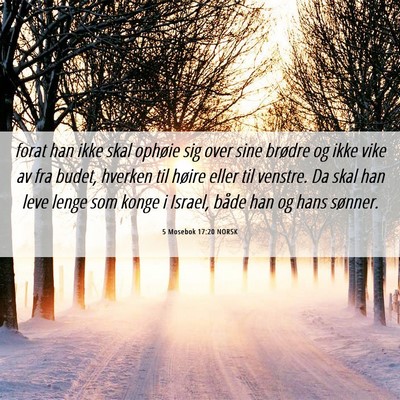 Picture 06 - 5 Mosebok 17:20 NORSK - forat han ikke skal ophøie sig over sine brødre - Bible Verse Picture