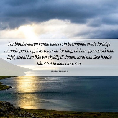 Picture 06 - 5 Mosebok 19:6 NORSK - For blodhevneren kunde ellers i sin brennende - Bible Verse Picture