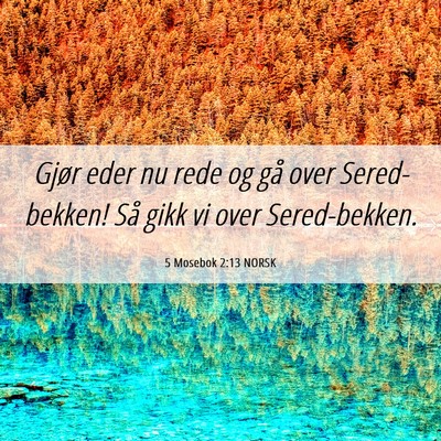 Picture 06 - 5 Mosebok 2:13 NORSK - Gjør eder nu rede og gå over Sered-bekken! Så - Bible Verse Picture