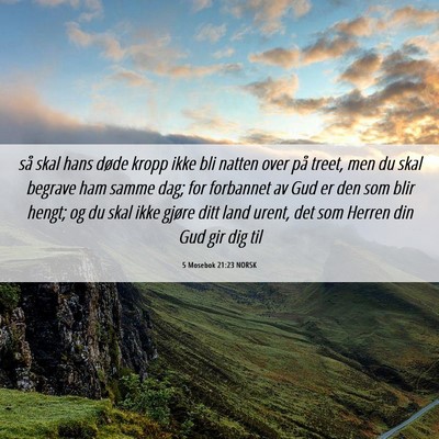 Picture 06 - 5 Mosebok 21:23 NORSK - så skal hans døde kropp ikke bli natten over - Bible Verse Picture